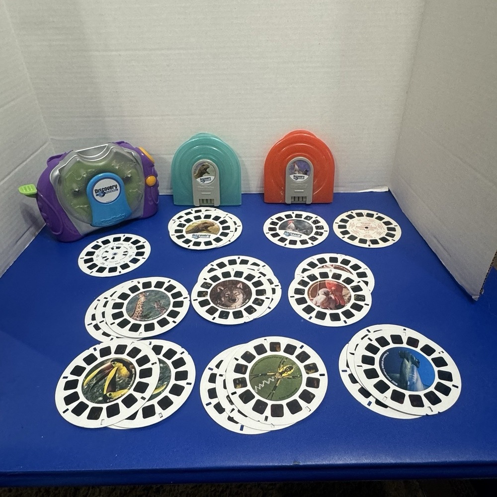 Discovery Channel Super Sounds Talking View-Master w 2 Cases & 23 Reels slides